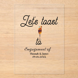 Let's toast to engagement party name date glass acryleinladungen