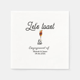 Let's toast to engagement party name date glass serviette