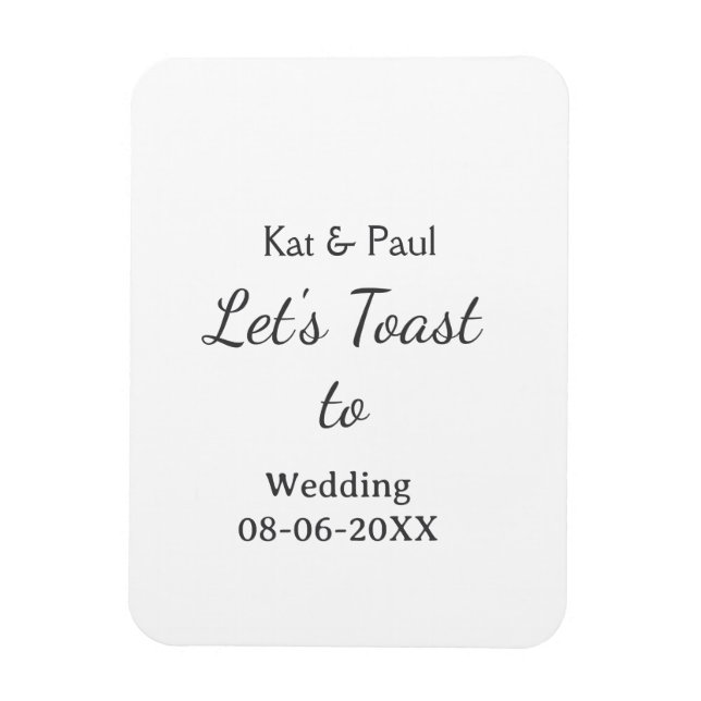 Let's toast to wedding add name date simple couple magnet (Vertikal)
