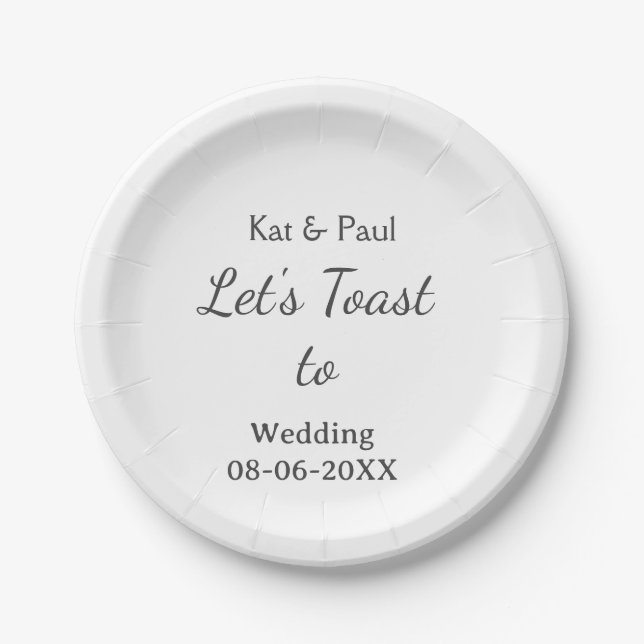 Let's toast to wedding add name date simple couple pappteller (Vorderseite)