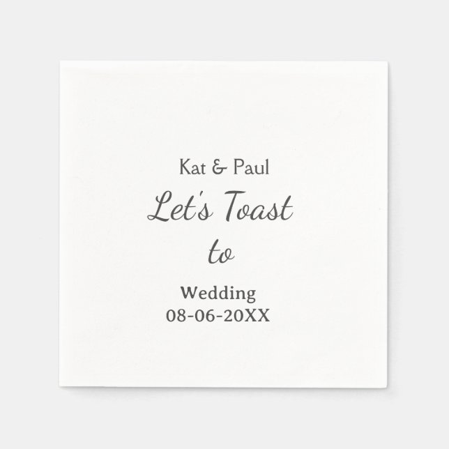 Let's toast to wedding add name date simple couple serviette (Vorderseite)