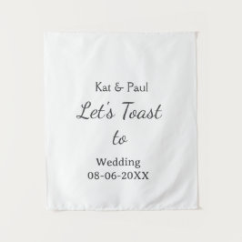 Let's toast to wedding add name date simple couple wandteppich