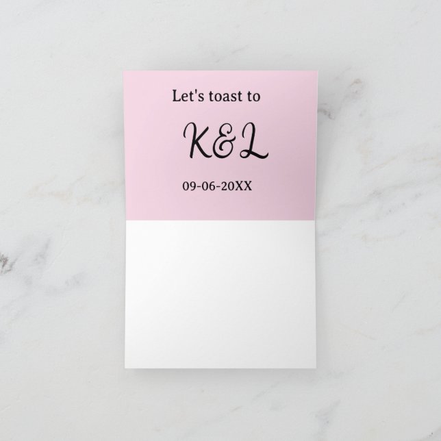 Let's toast to wedding engagement name letter pink dankeskarte (Innenseite)