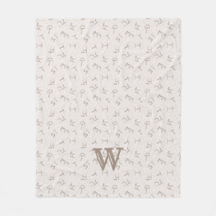 Letted Cattle Brand Tan Fleecedecke