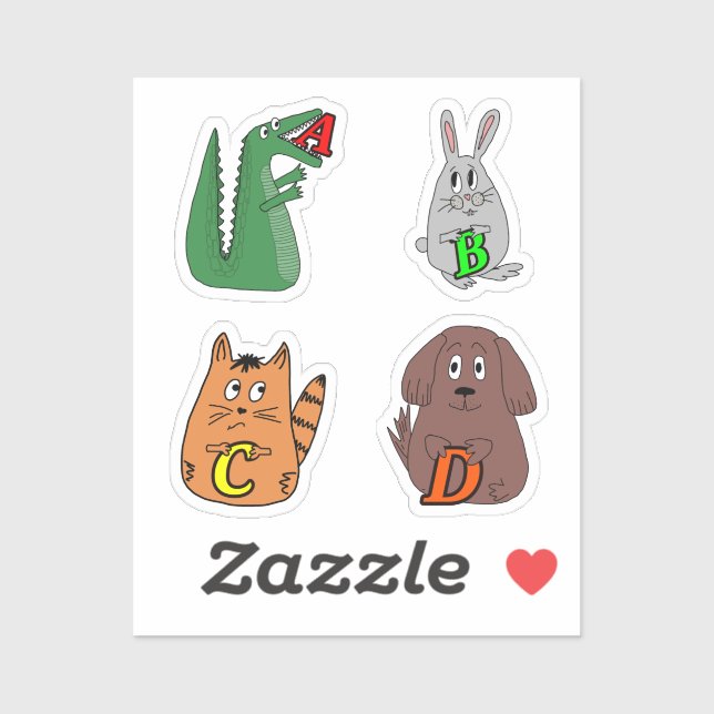 Letter A Alligator Baby Bodysuit. Süße Tier Alp Aufkleber (Blatt)