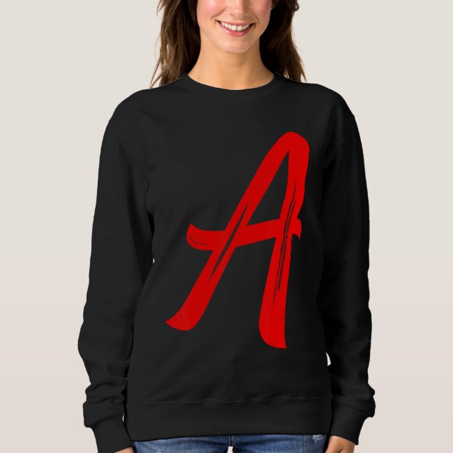 Letter A Alphabet Large Red Graphic Initial Sweatshirt (Vorderseite)