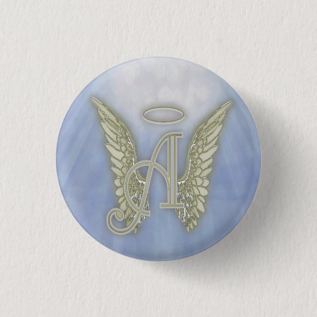 Letter A Angel Monogramm Button (Vorderseite)