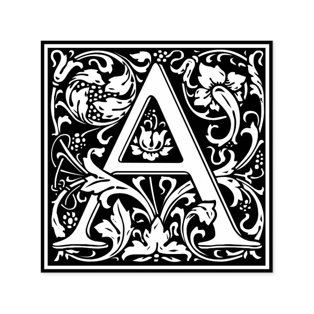 Letter A Art Nouveau Schwarz/Weiß Tile Permastempel (Design)