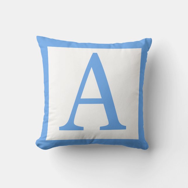 Letter A Baby Blue Border Kissen (Vorderseite)