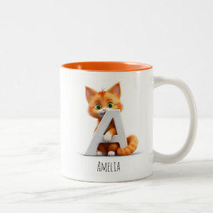 Letter A Cat Alphabet Coffee Tasse