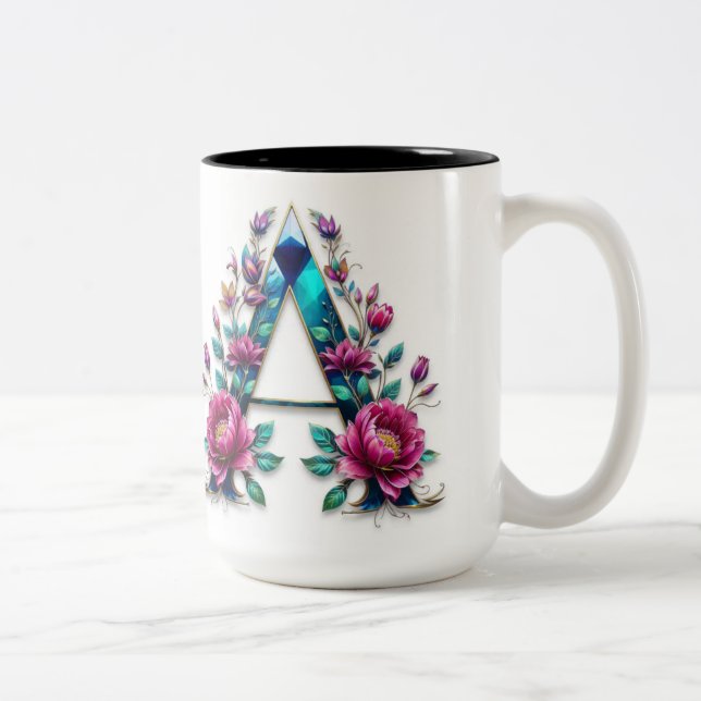 Letter A Coffee Tasse - Blumendesign für Geschenke (Rechts)