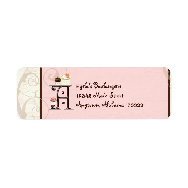 Letter A Cupcake Business Address Mailing Labels (Vorne)