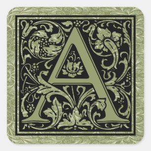 Letter A First Letter Monogram Quadratischer Aufkleber