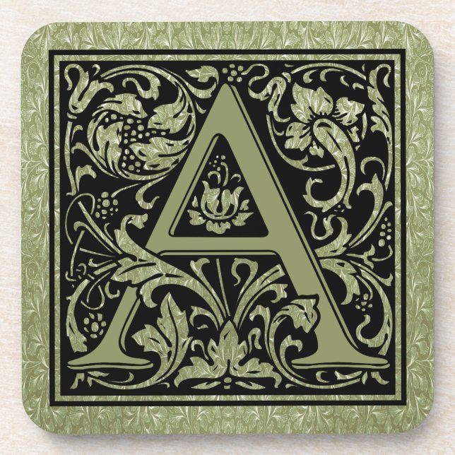 Letter A First Letter Monogram Untersetzer (Vorderseite)