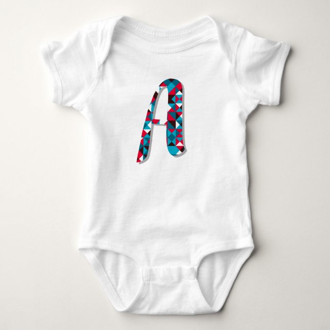 Letter A Geometric Baby Bodysuit - Modern Monogram Strampler (Vorderseite)