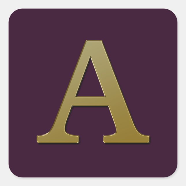 Letter A Gold Square Sticker (Vorderseite)
