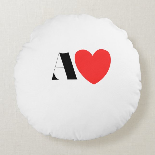 Letter A Heart - Valentine Initial Love Design Rundes Kissen (Vorderseite)