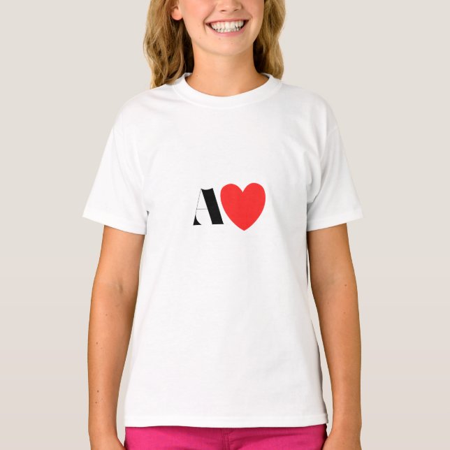 Letter A Heart - Valentine Initial Love Design T-Shirt (Vorderseite)