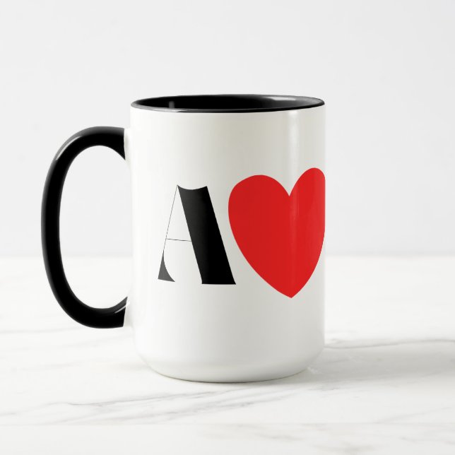 Letter A Heart - Valentine Initial Love Design Tasse (Links)