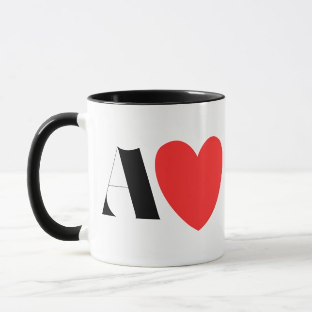 Letter A Heart - Valentine Initial Love Design Tasse (Links)