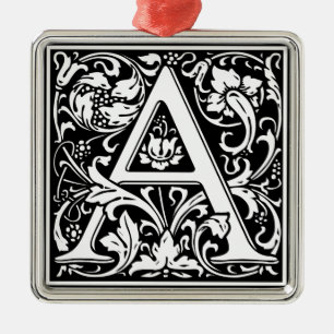 Letter A Medieval Monogram Art Silbernes Ornament