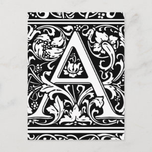 Letter A Medieval Monogram Vintag Initial Postkarte