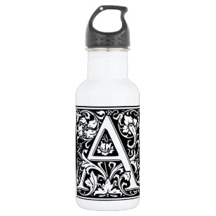 Letter A Medival Monogram Art Nouveau Edelstahlflasche