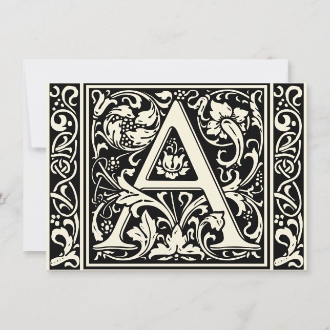 Letter A Medival Monogram Art Nouveau Einladung (Vorderseite)
