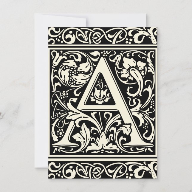 Letter A Medival Monogram Art Nouveau Einladung (Vorderseite)