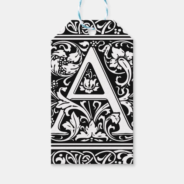Letter A Medival Monogram Art Nouveau Geschenkanhänger (Vorderseite)