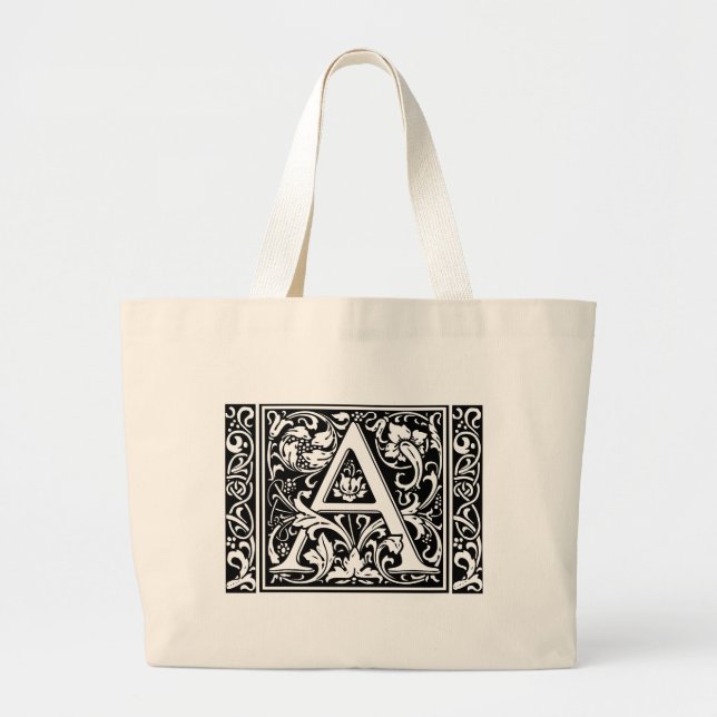 Letter A Medival Monogram Art Nouveau Jumbo Stoffbeutel (Vorne)
