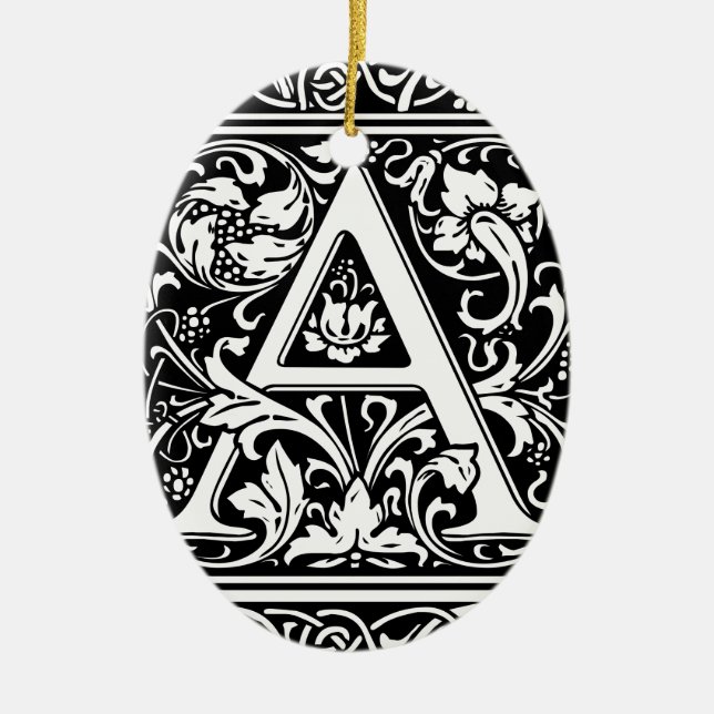 Letter A Medival Monogram Art Nouveau Keramikornament (Vorne)