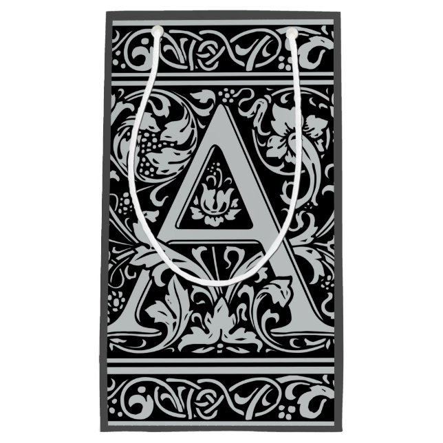 Letter A Medival Monogram Art Nouveau Kleine Geschenktüte (Vorderseite)