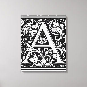 Letter A Medival Monogram Art Nouveau Leinwanddruck