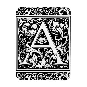 Letter A Medival Monogram Art Nouveau Magnet