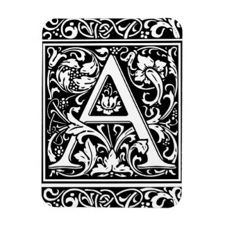 Letter A Medival Monogram Art Nouveau Magnet