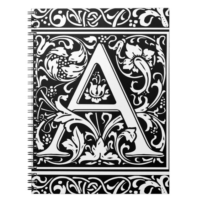 Letter A Medival Monogram Art Nouveau Notizblock (Vorderseite)