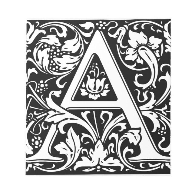 Letter A Medival Monogram Art Nouveau Notizblock (Vorderseite)