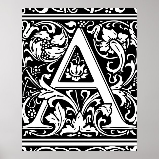 Letter A Medival Monogram Art Nouveau Poster (Vorne)