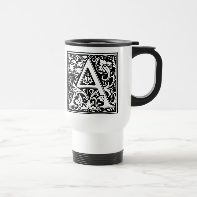 Letter A Medival Monogram Art Nouveau Reisebecher (Rechts)