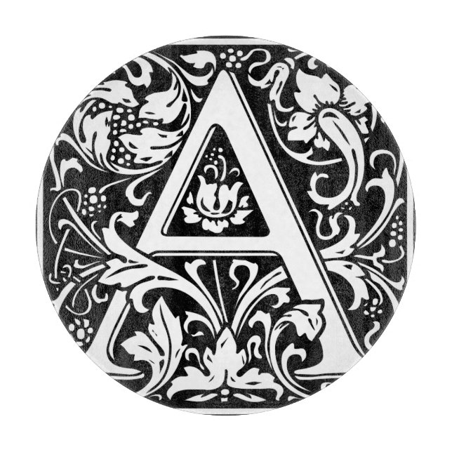 Letter A Medival Monogram Art Nouveau Schneidebrett (Vorderseite)