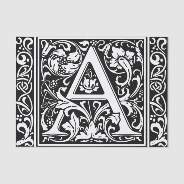 Letter A Medival Monogram Art Nouveau Seidenpapier (Vorderseite)