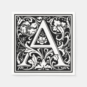 Letter A Medival Monogram Art Nouveau Serviette