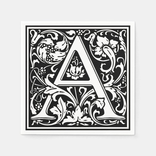 Letter A Medival Monogram Art Nouveau Serviette (Vorderseite)