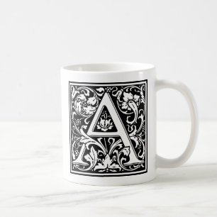 Letter A Medival Monogram Art Nouveau Tasse