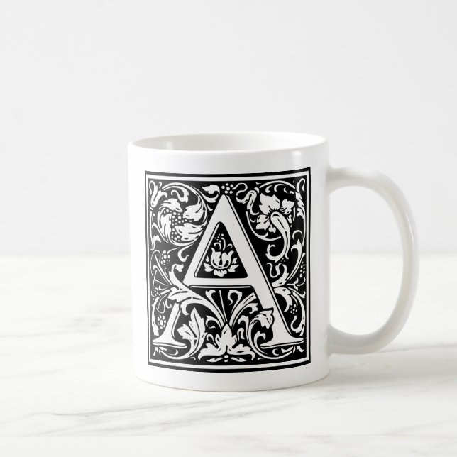 Letter A Medival Monogram Art Nouveau Tasse (Rechts)