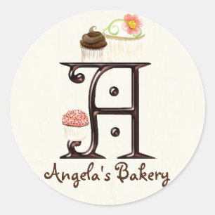 Letter A Monogram Cupcake Logo Business-Aufkleber Runder Aufkleber