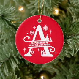 Letter A Monogram, Initial Family Name Gruß Keramik Ornament