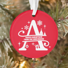 Letter A Monogram, Initial Family Name Gruß Ornament