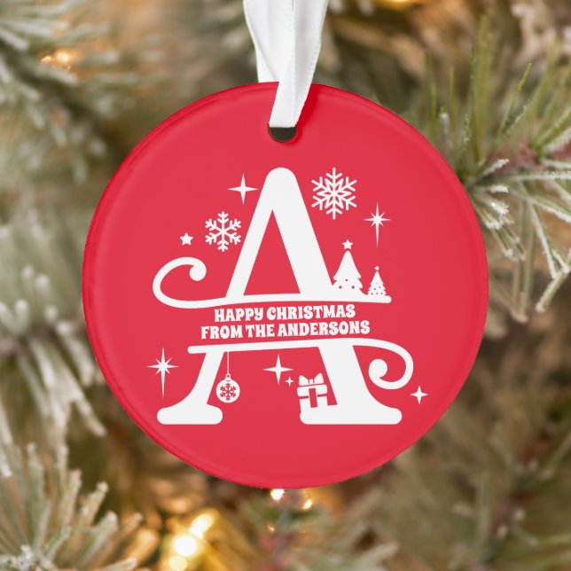 Letter A Monogram, Initial Family Name Gruß Ornament (Baum)
